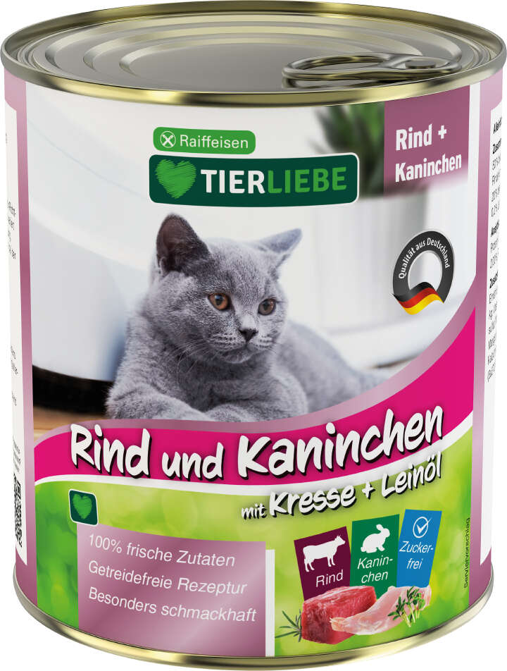 TIERLIEBE Katzen-Nassfutter Rind und Kaninchen